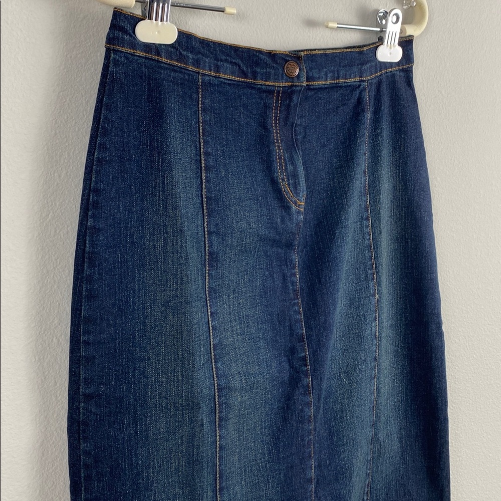 Windsor Stretch Denim Skirt | Back Slit | Dark Blue Wash - Picture 7 of 15